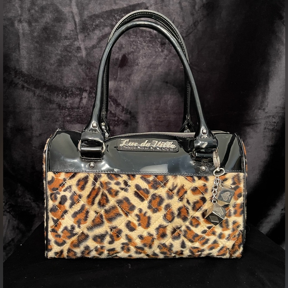 LIKE NEW!!  LUX DE VILLE leopard and patent leather satchel